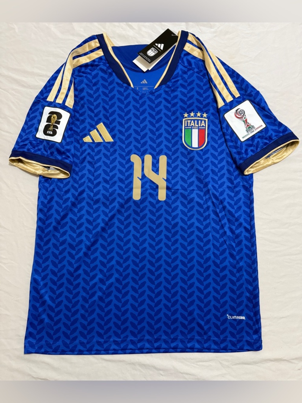 Italy Home 2026 World Cup Soccer Jersey# Chiesa 14# NWT #Adult